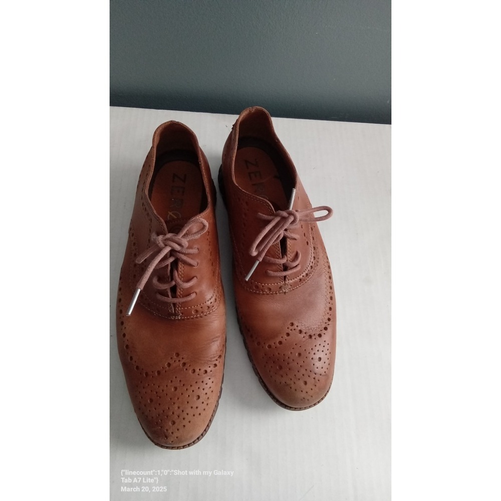 Zelli‎ Brown Leather Wingtip Oxford Dress Shoes Lace Up Brogue